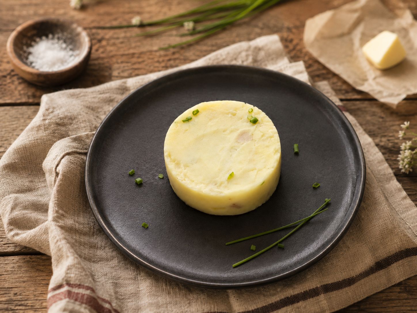 Écrasé de pommes de terre au beurre et ciboulette